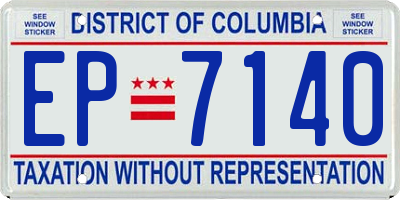 DC license plate EP7140