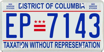 DC license plate EP7143