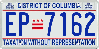 DC license plate EP7162