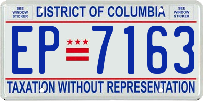 DC license plate EP7163