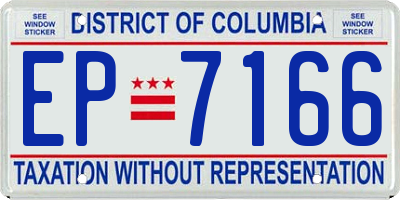 DC license plate EP7166