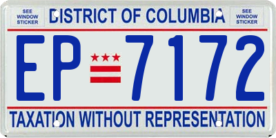 DC license plate EP7172