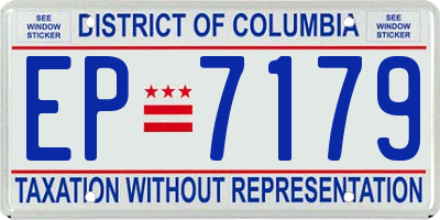 DC license plate EP7179