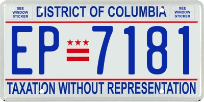 DC license plate EP7181