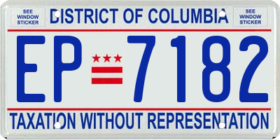 DC license plate EP7182