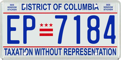 DC license plate EP7184