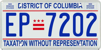 DC license plate EP7202