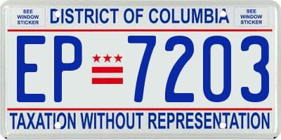 DC license plate EP7203