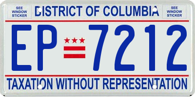 DC license plate EP7212