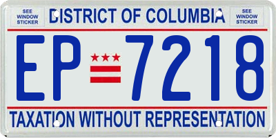 DC license plate EP7218