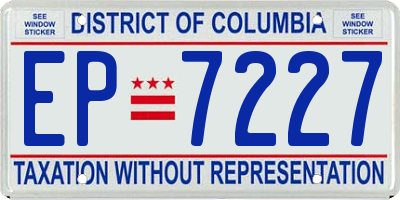DC license plate EP7227