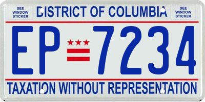 DC license plate EP7234