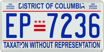 DC license plate EP7236