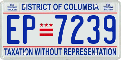 DC license plate EP7239