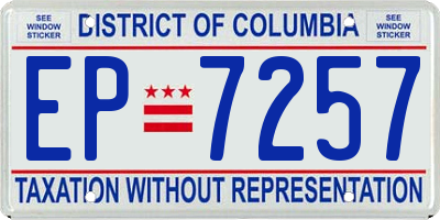 DC license plate EP7257