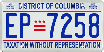 DC license plate EP7258