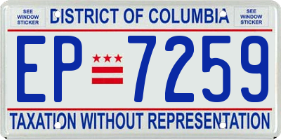DC license plate EP7259