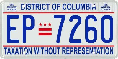 DC license plate EP7260