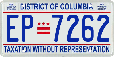 DC license plate EP7262