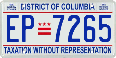 DC license plate EP7265
