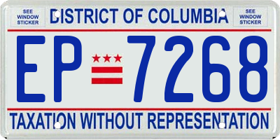 DC license plate EP7268