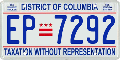 DC license plate EP7292