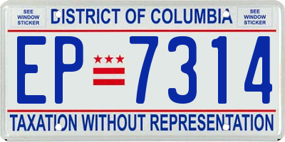 DC license plate EP7314
