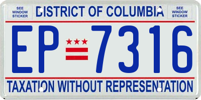 DC license plate EP7316