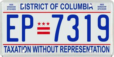 DC license plate EP7319