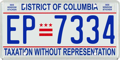 DC license plate EP7334