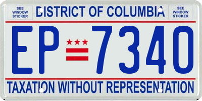 DC license plate EP7340