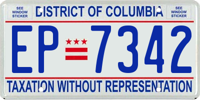 DC license plate EP7342