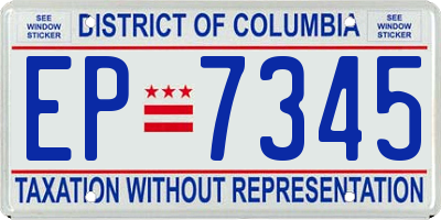 DC license plate EP7345