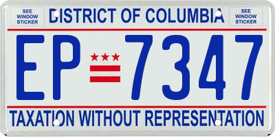 DC license plate EP7347