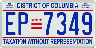 DC license plate EP7349