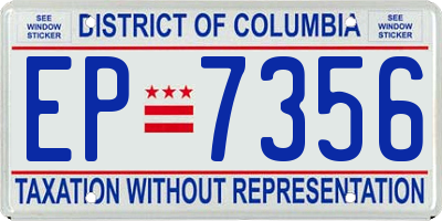 DC license plate EP7356