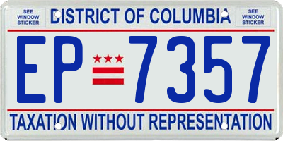 DC license plate EP7357