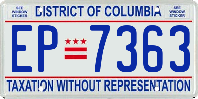 DC license plate EP7363