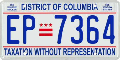 DC license plate EP7364
