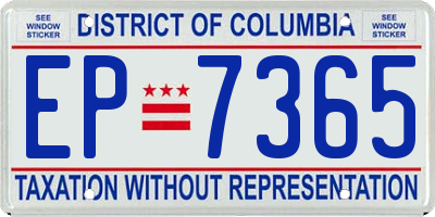 DC license plate EP7365