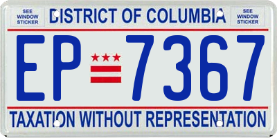 DC license plate EP7367