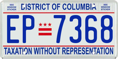 DC license plate EP7368