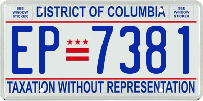 DC license plate EP7381