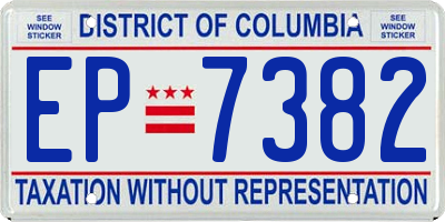 DC license plate EP7382