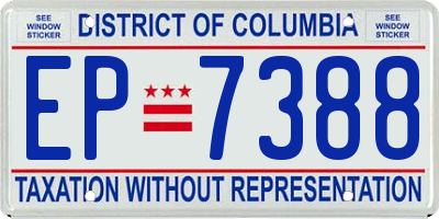 DC license plate EP7388