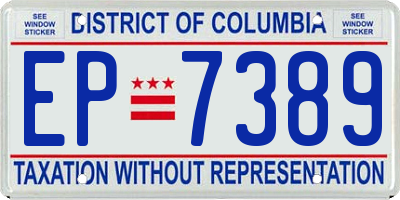 DC license plate EP7389