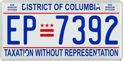 DC license plate EP7392