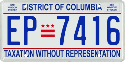 DC license plate EP7416