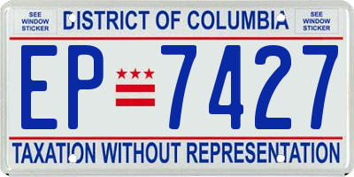 DC license plate EP7427