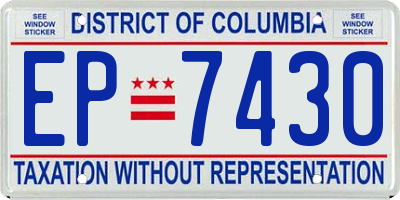 DC license plate EP7430